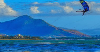 Painting of a Kitesurfer in Oahu