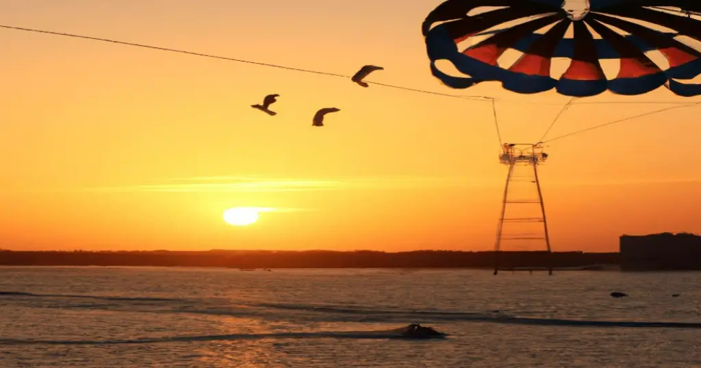 Parasailer on South Padre Island in the Evening